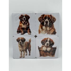 4 Piece Set Saint Bernard Dogs Neoprene Coasters
